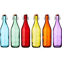 Bar @ drinkstuff Botellas colgantes de vidrio coloreado 1 litro - Juego de 6 - Botellas rojas- azules- naranjas- verdes…